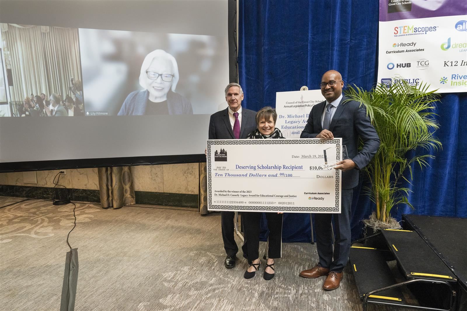 Lily Wong Fillmore received the Michael Casserly Award in a surprise Zoom ceremony