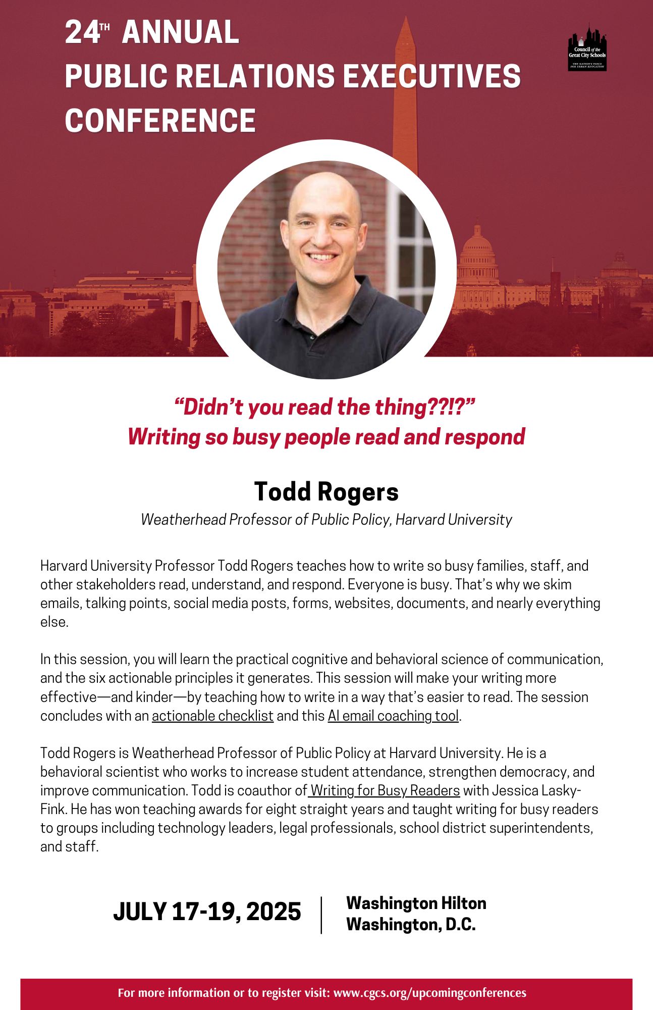 Tood Rodgers will be a keynote speaker at the 24th Annual Public Relations Executive Conference