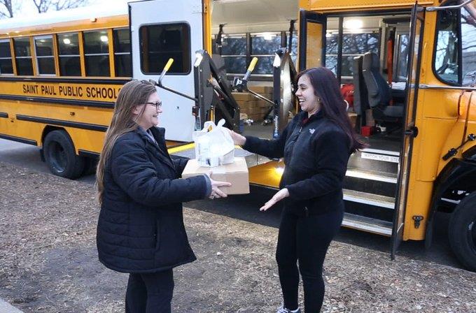St. Paul district distributes food. 