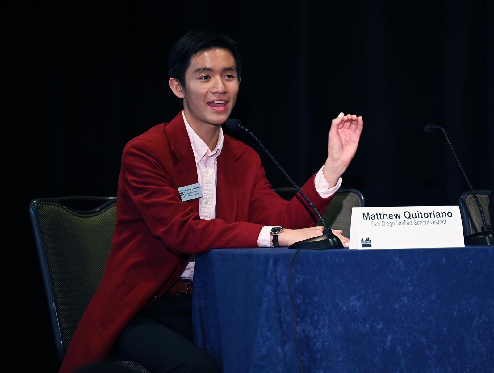 Matthew Quitoriano at the Student Town Hall